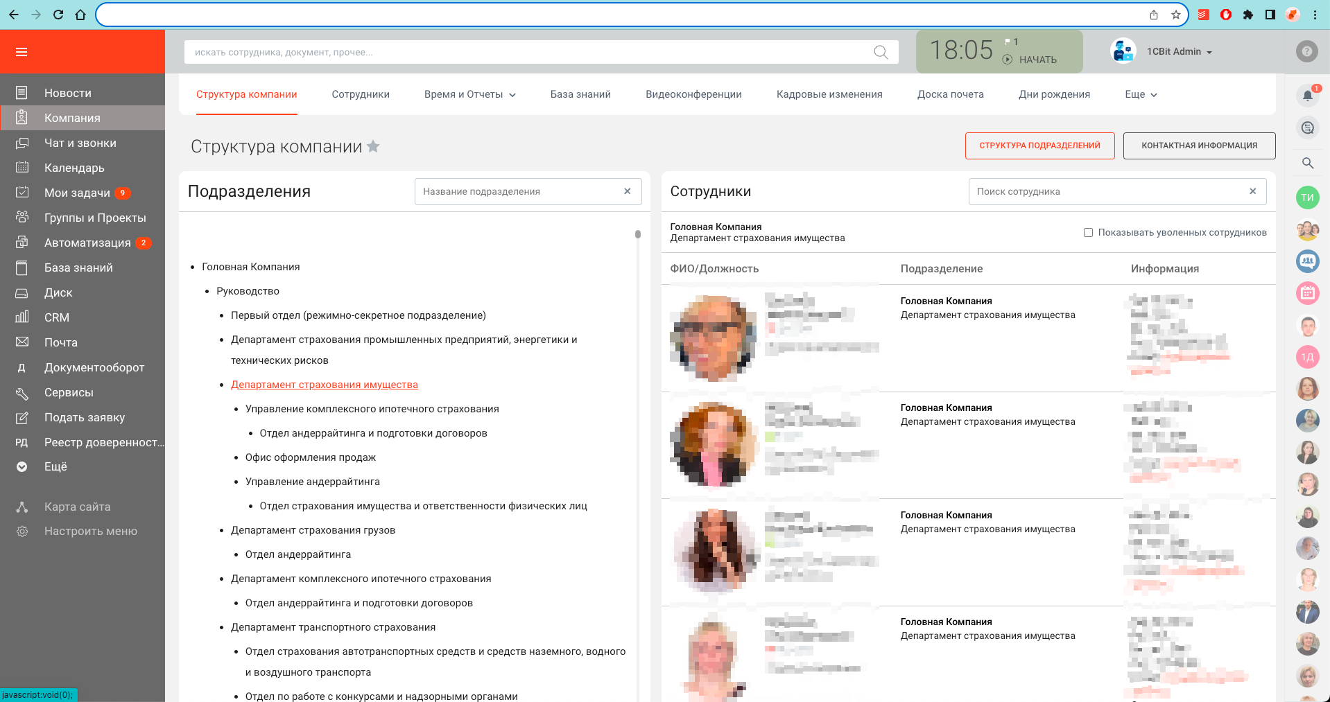 структура компании в Bitrix24